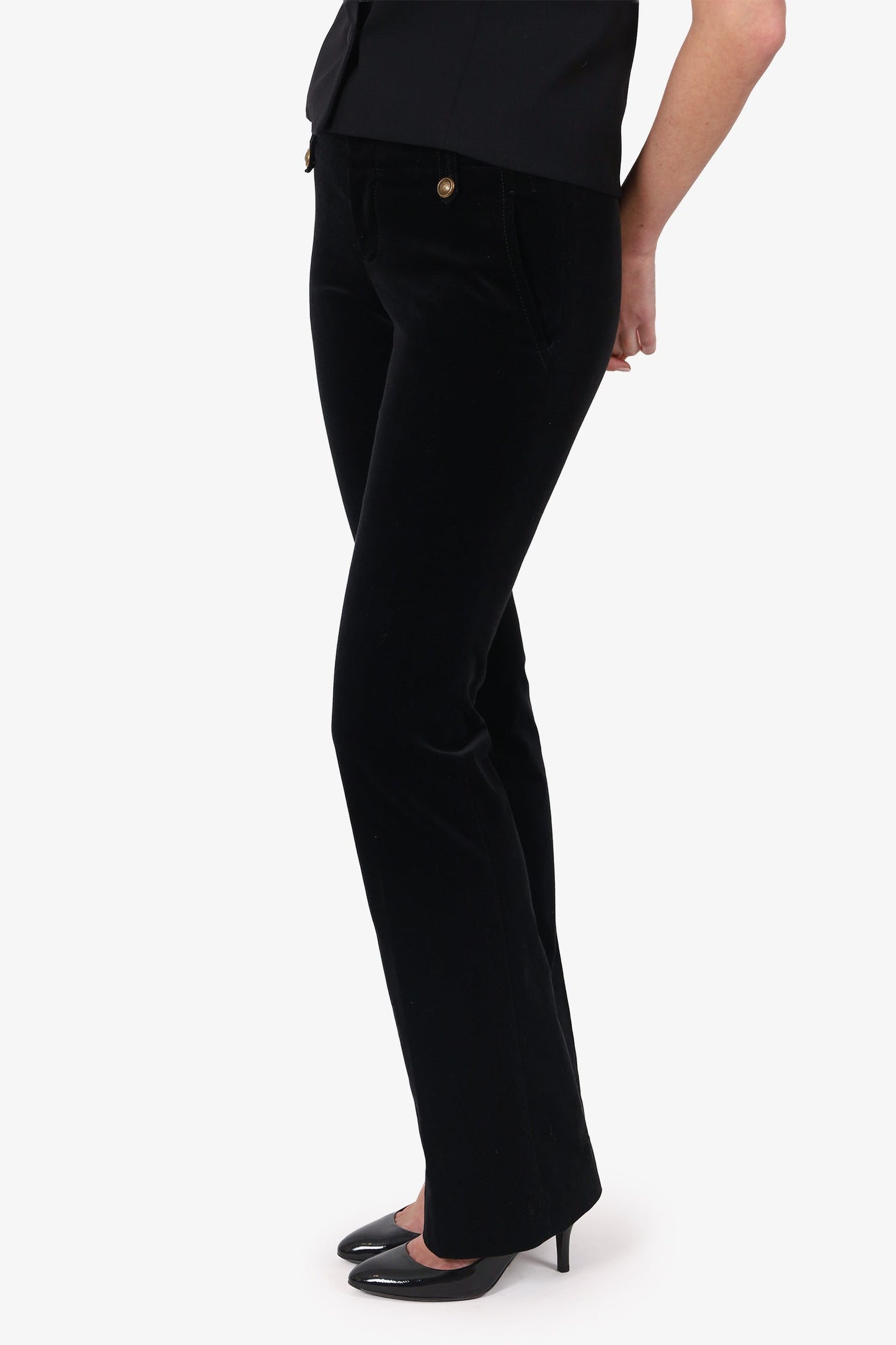 Gucci Black Velvet Straight Leg Tro rs Size 40