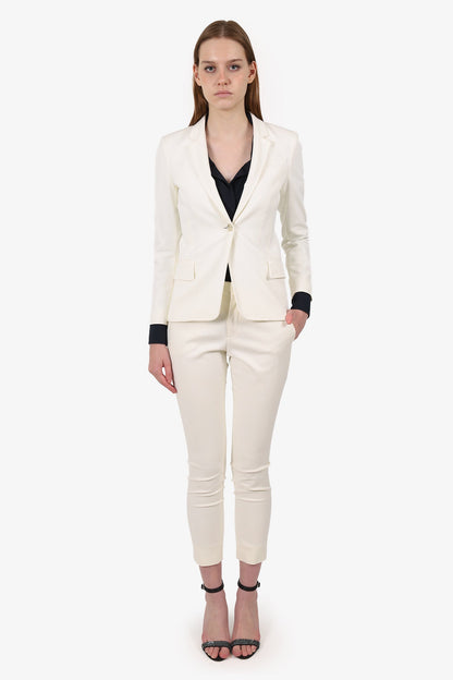 Gucci White Single Breasted Blazer + Slim Leg Pants Size 38