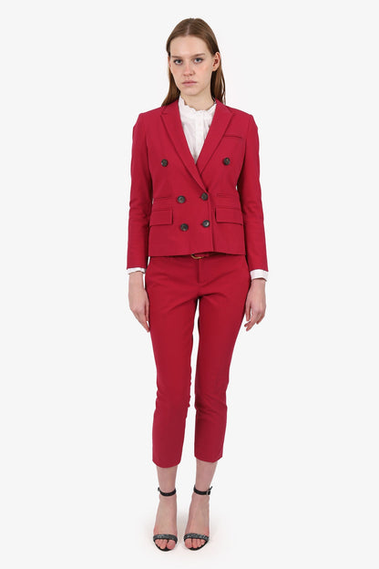 Gucci Dark Pink Double Breasted Blazer + Pants With Bamboo Belt Size 38/40