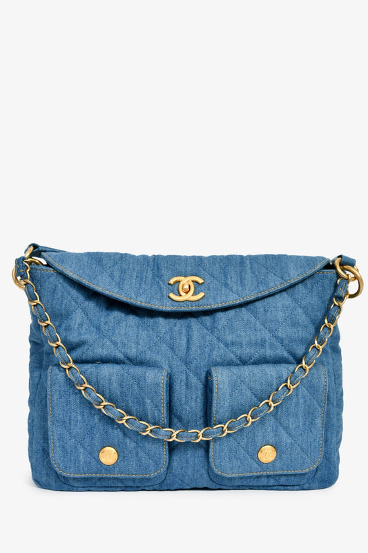 Chanel™ 2025 Blue Denim Large 'Supple Twin' Shoulder Bag