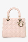 Christian Dior 2017 Pink Leather Medium Lady Dior Bag With Strap