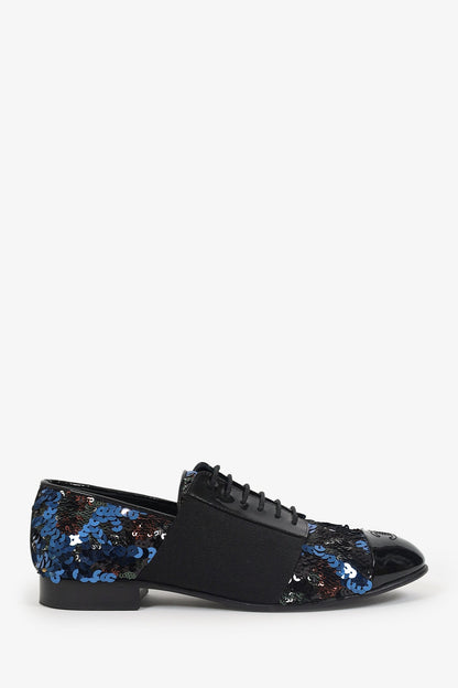 Chanel™ Patent Leather/Sequin Cap Toe Brogues Size 37.5