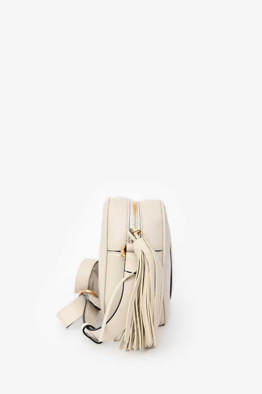 Gucci White Leather Small Logo 'Blondie' Crossbody Camera Bag