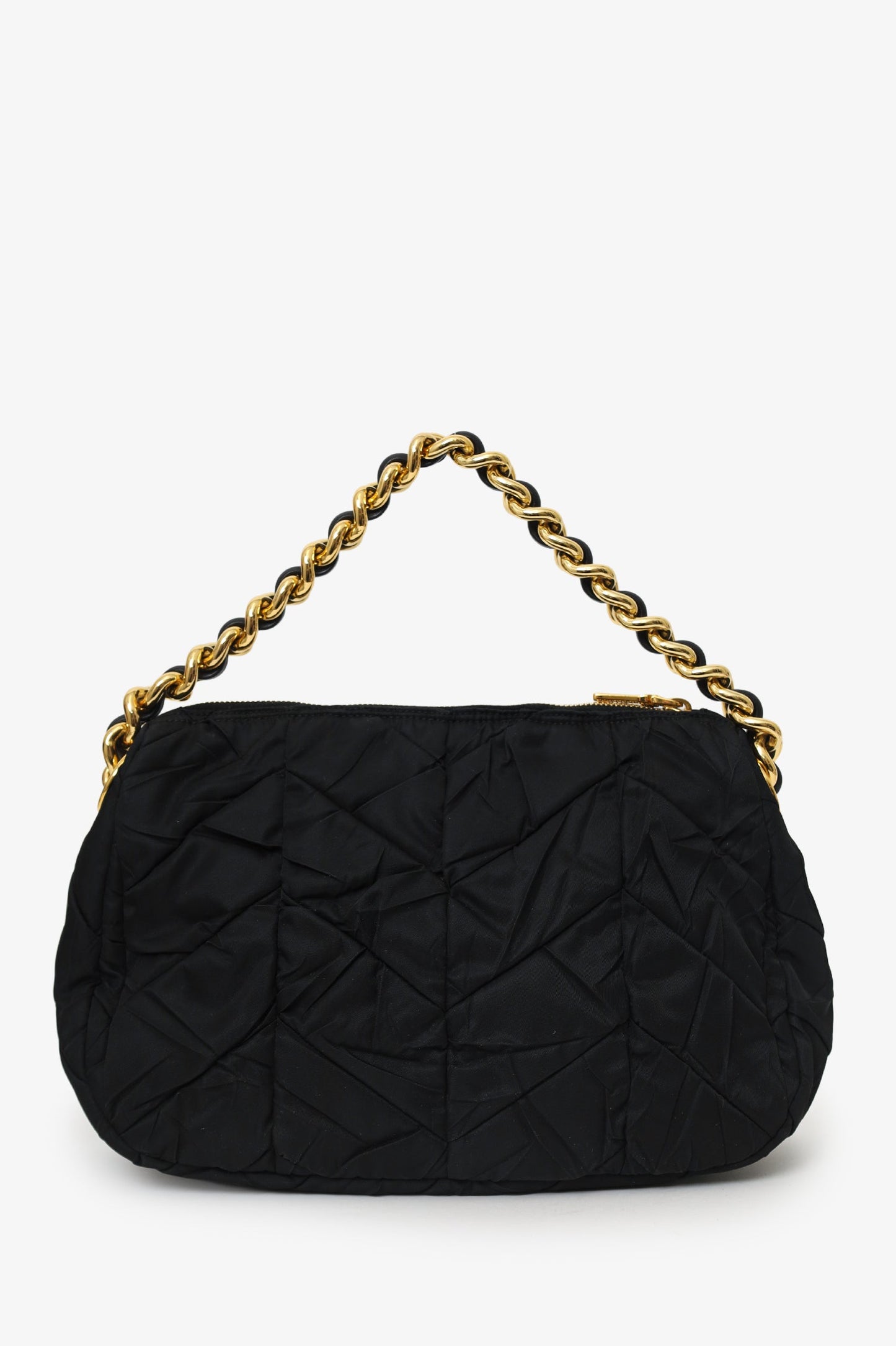 Prada Black Chevron Quilted Tessuto Chain Strap Bag