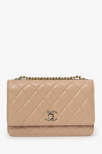 Chanel™ 2016/17 Beige Lambskin 'Trendy' Wallet On Chain