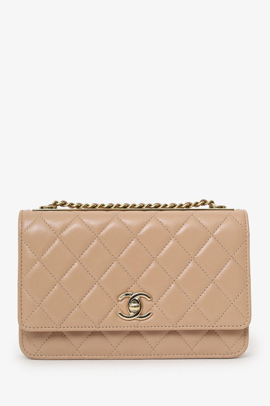 Chanel™ 2016/17 Beige Lambskin 'Trendy' Wallet On Chain