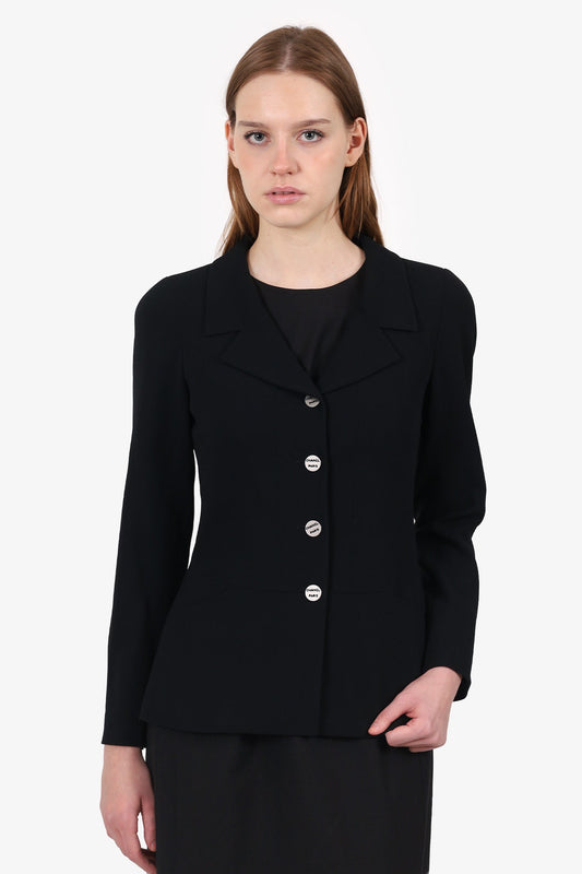 Chanel™   2000 Black Wool Single Breasted Blazer Size 34