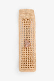Prada Brown Raffia Logo Patch Head Band