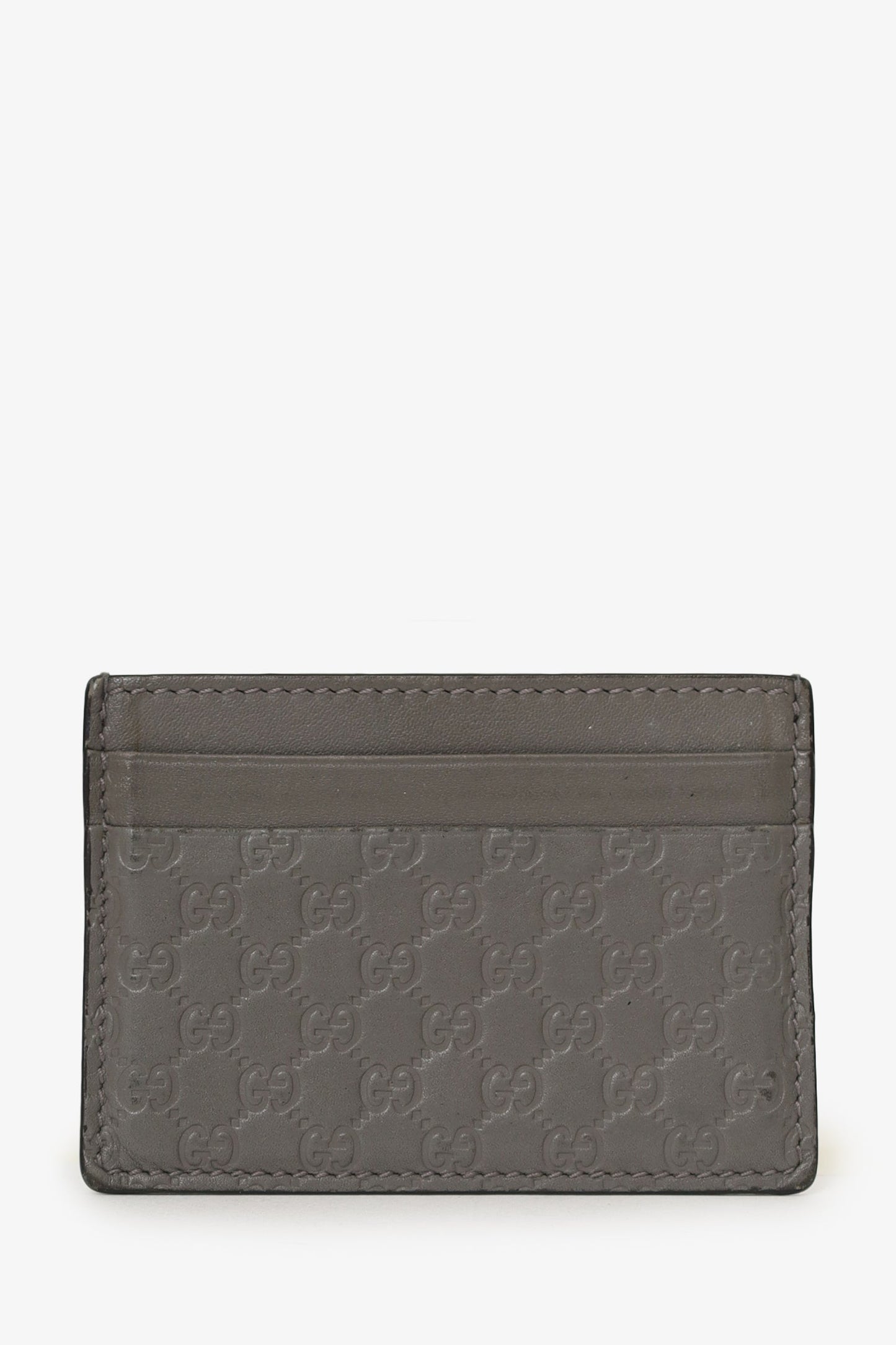 Gucci Grey Leather 'GG' Embossed Card Holder