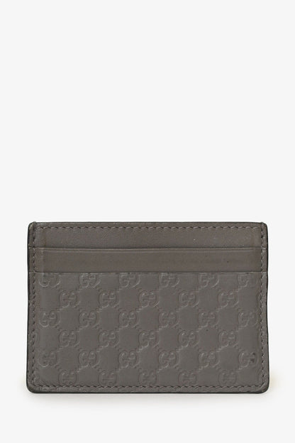 Gucci Grey Leather 'GG' Embossed Card Holder