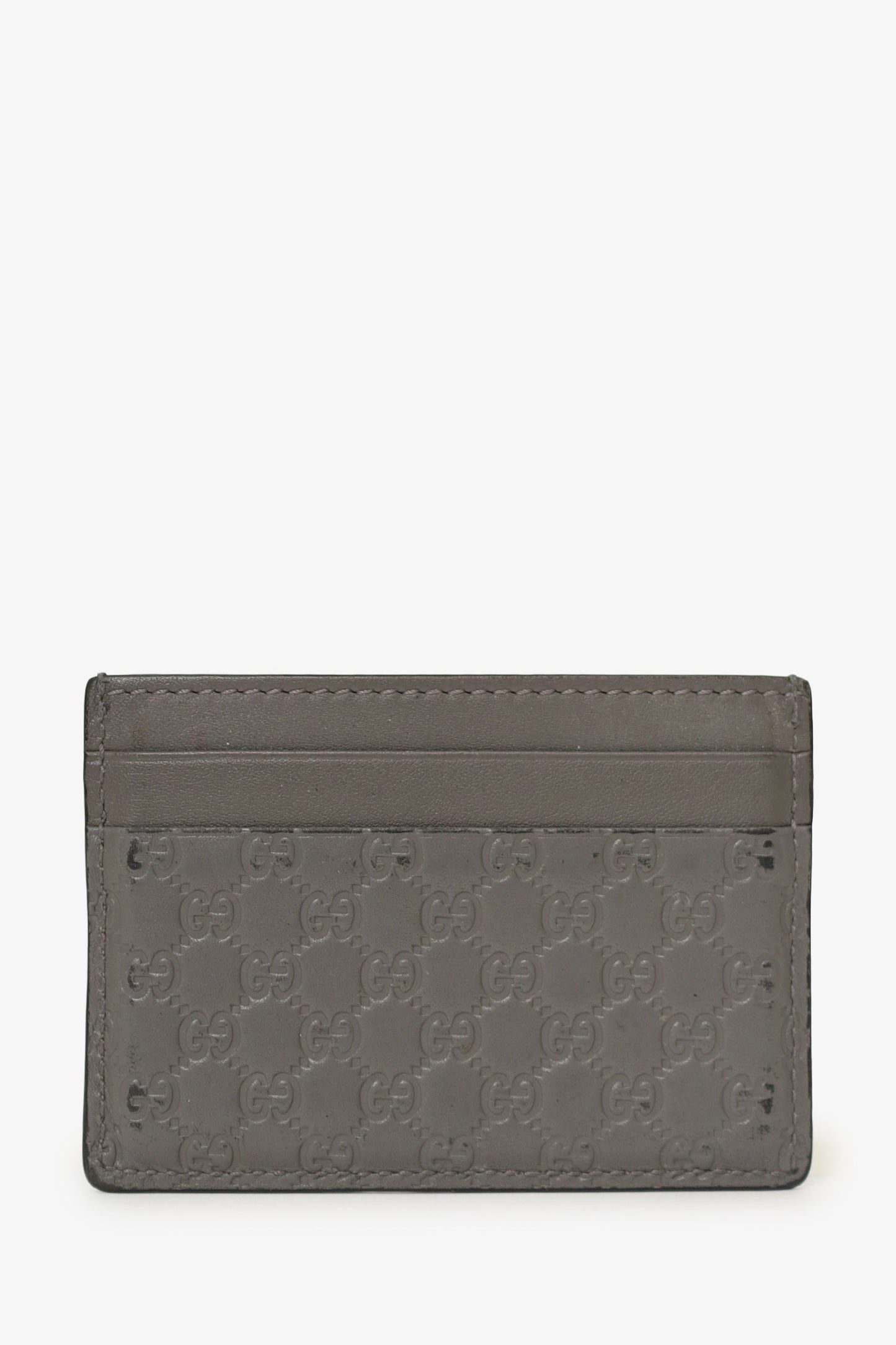 Gucci Grey Leather 'GG' Embossed Card Holder