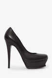 Saint Laurent Dark Brown Leather Tribtoo Platform Heels Size 38