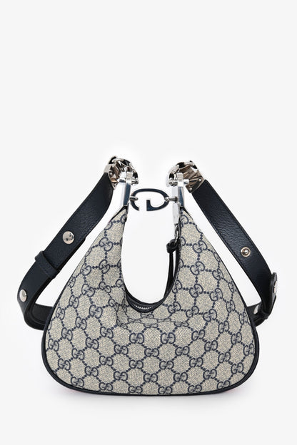 Gucci Blue Canvas/Leather GG 'Attache' Small Bag with Strap