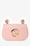 Gucci Pink Leather Mini 'Blondie' Crossbody Bag with Web Canvas Strap