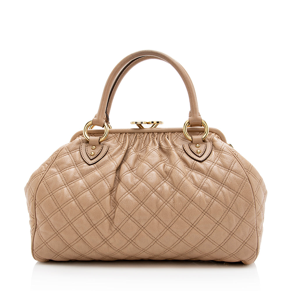 Marc Jacobs Quilted Lambskin Stam Satchel - FINAL SALE (SHF-18893)