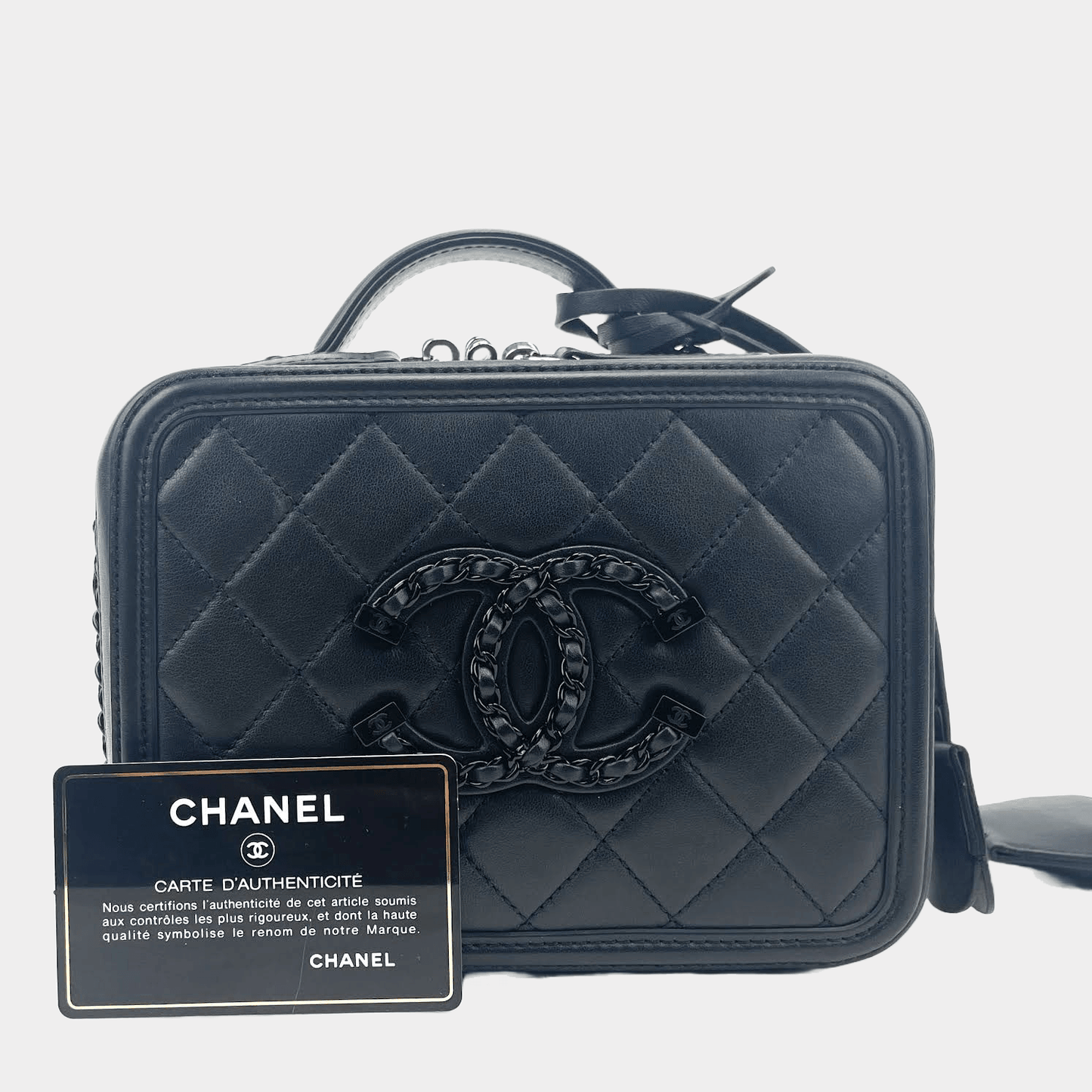 CHANEL Incognito CC Filigree Vanity Lambskin Shoulder Bag So Black