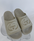 Gucci Slide Sandal with Interlocking G in White Rubber Cream