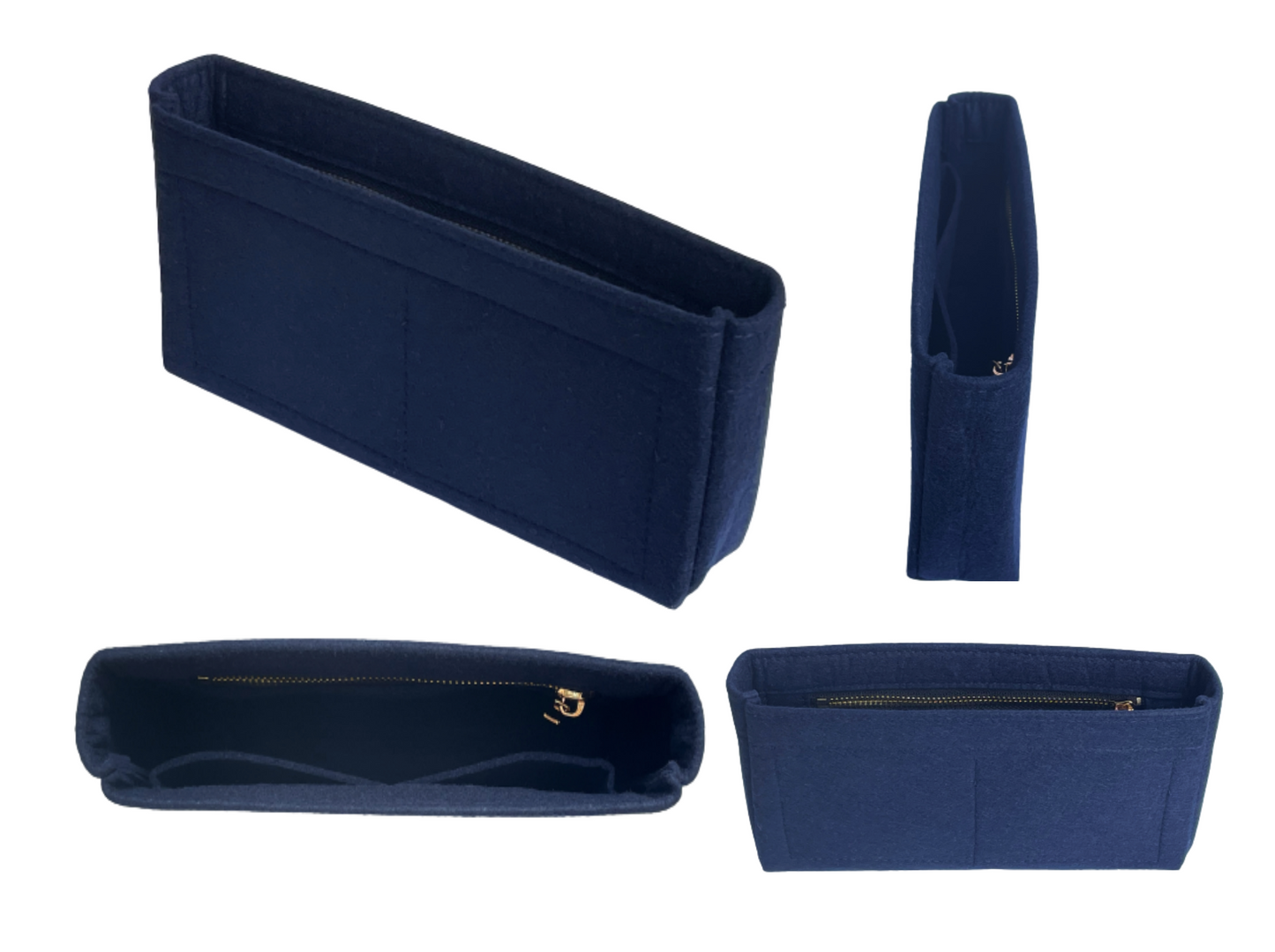 [Medium Lady D-LITE Bag Organizer] Felt Purse Insert (Slim with Zipper), Customized Bag Organizer, Liner Protector, Dlite