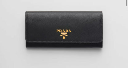 Prada large saffiano leather wallet in black