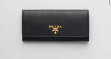 Prada large saffiano leather wallet in black