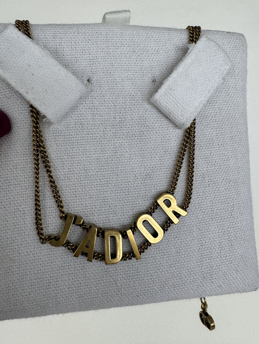 CHRISTIAN DIOR Metal J'Adior Choker Necklace Aged Gold
