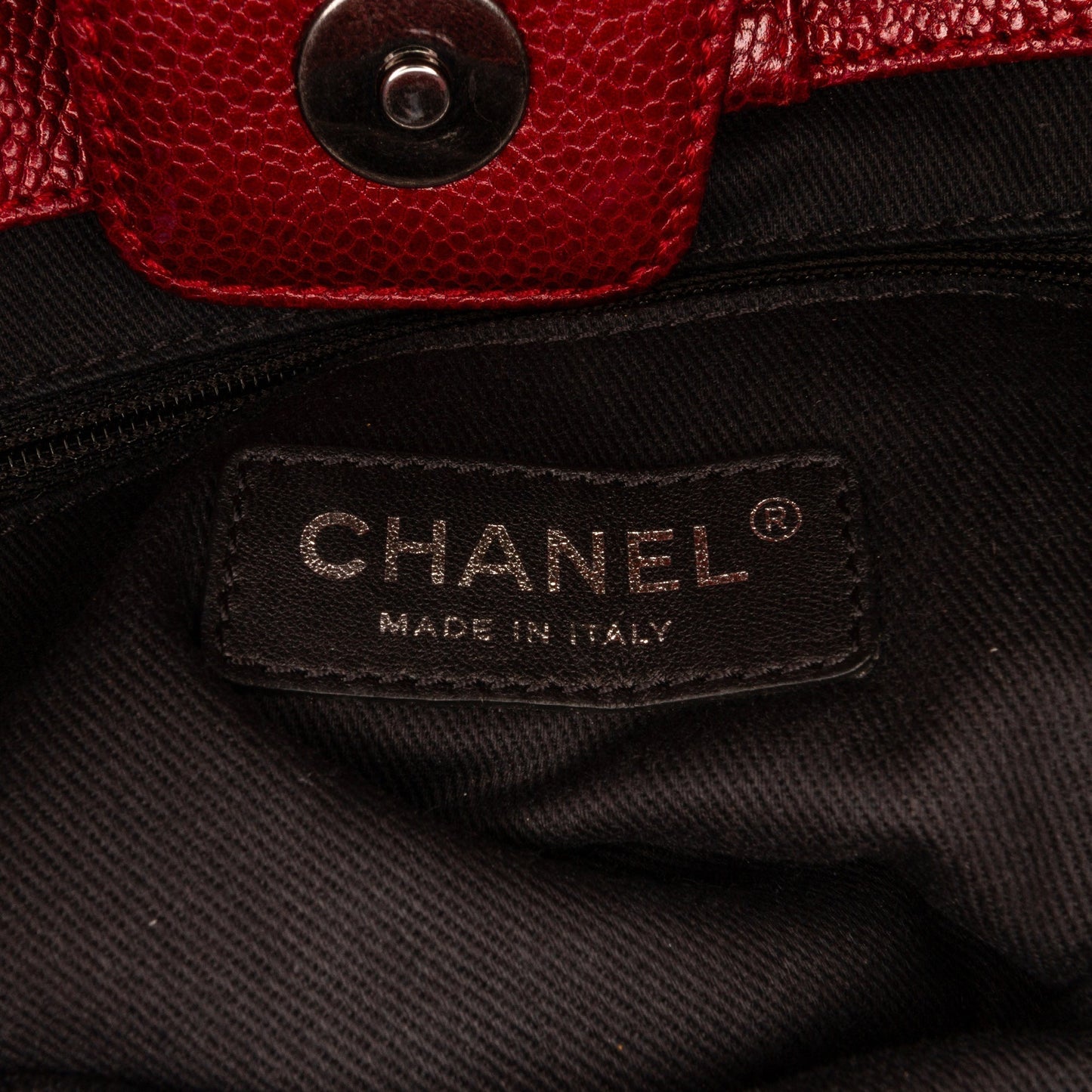 Red Chanel Small Caviar City Shopper Tote Bag