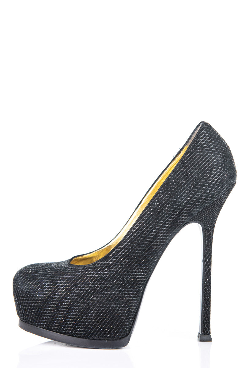 Saint Laurent Black Metallic Tribute Two Pumps Size US 8 | EU 38