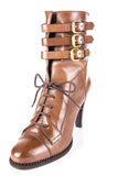Burberry Brown Leather Riddle Lace-Up Ankle Boots Size US 8 | EU 38