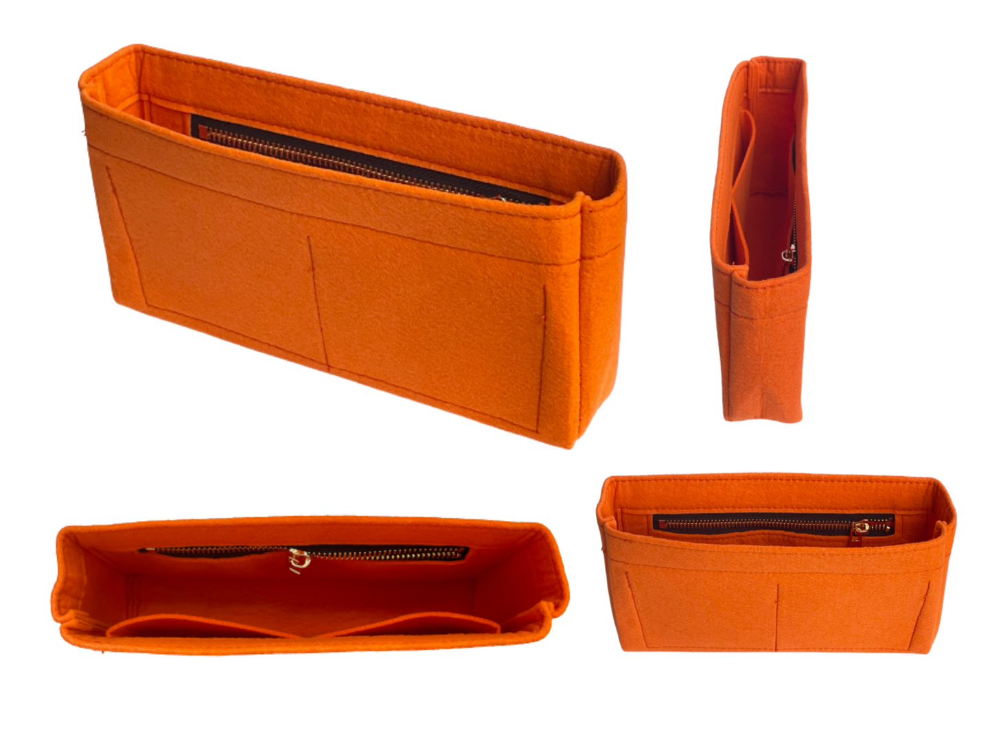 [Medium Classic Double Flap Organizer] Felt Purse Insert (Slim with Zipper), Customized Bag Organizer, Liner Protector