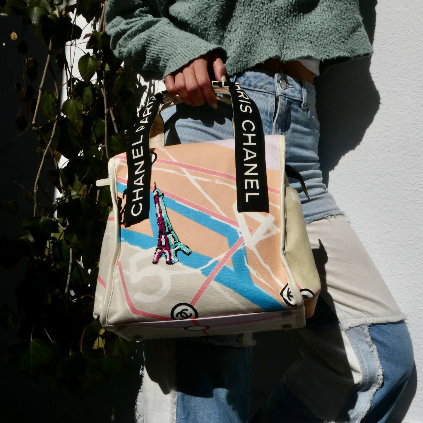 CHANEL 2005-2006 Paris Map Printed Handbag Medium 27110