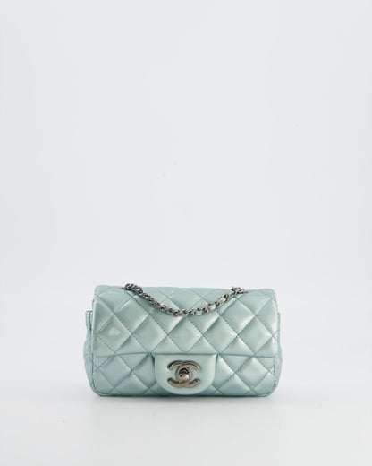 Chanel Pearl Light Blue Mini Rectangular Flap Bag with  Ruthenium Hardware