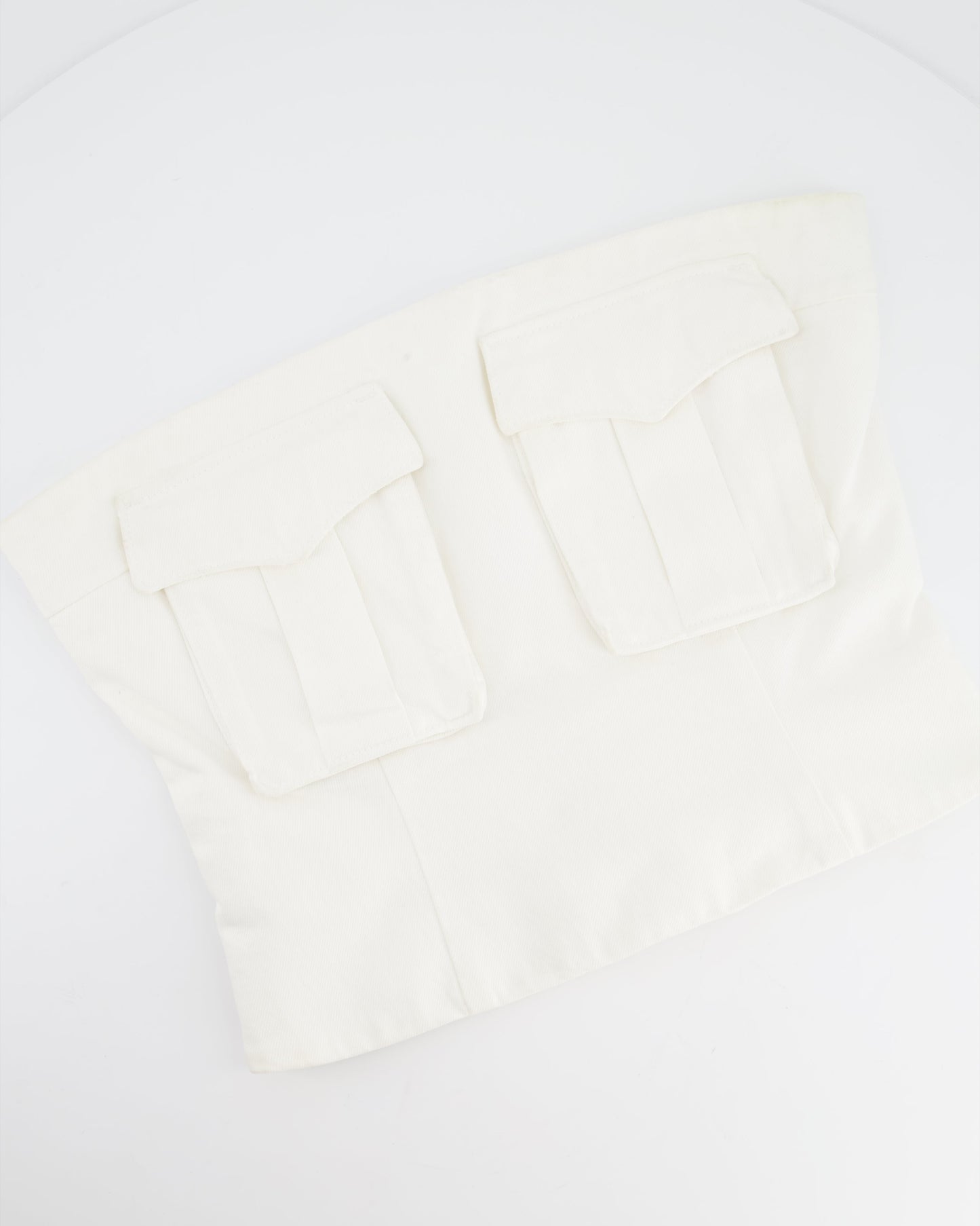 Prada White Cotton Front Pockets Bustier Top Size IT 42 (UK 8)