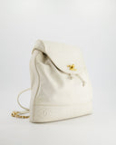 Chanel   White Caviar Backpack Bag with 24k Gold Hardware
