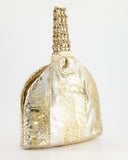 Chanel   Limited Edition Gold Metallic Python Top Handle Bag