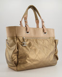 Chanel   Bronze Canvas Shopper Tote Bag with Silver Hardware