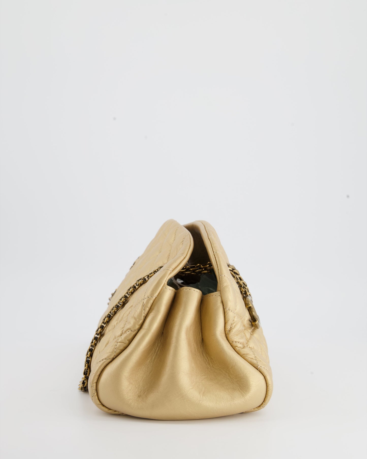 Chanel Metallic Gold Bowling Bag in Aged Calfskin with Antique Gold Hardware