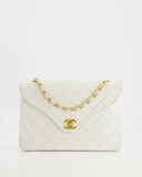 Chanel   White Quilted Lambskin Single Flap Bag with 24k Gold Hardware