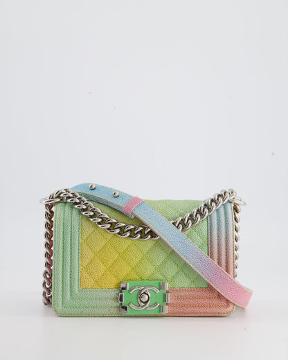 ChanelMulti-Coloured Small Boy Bag in Caviar Leather with Silver Hardware