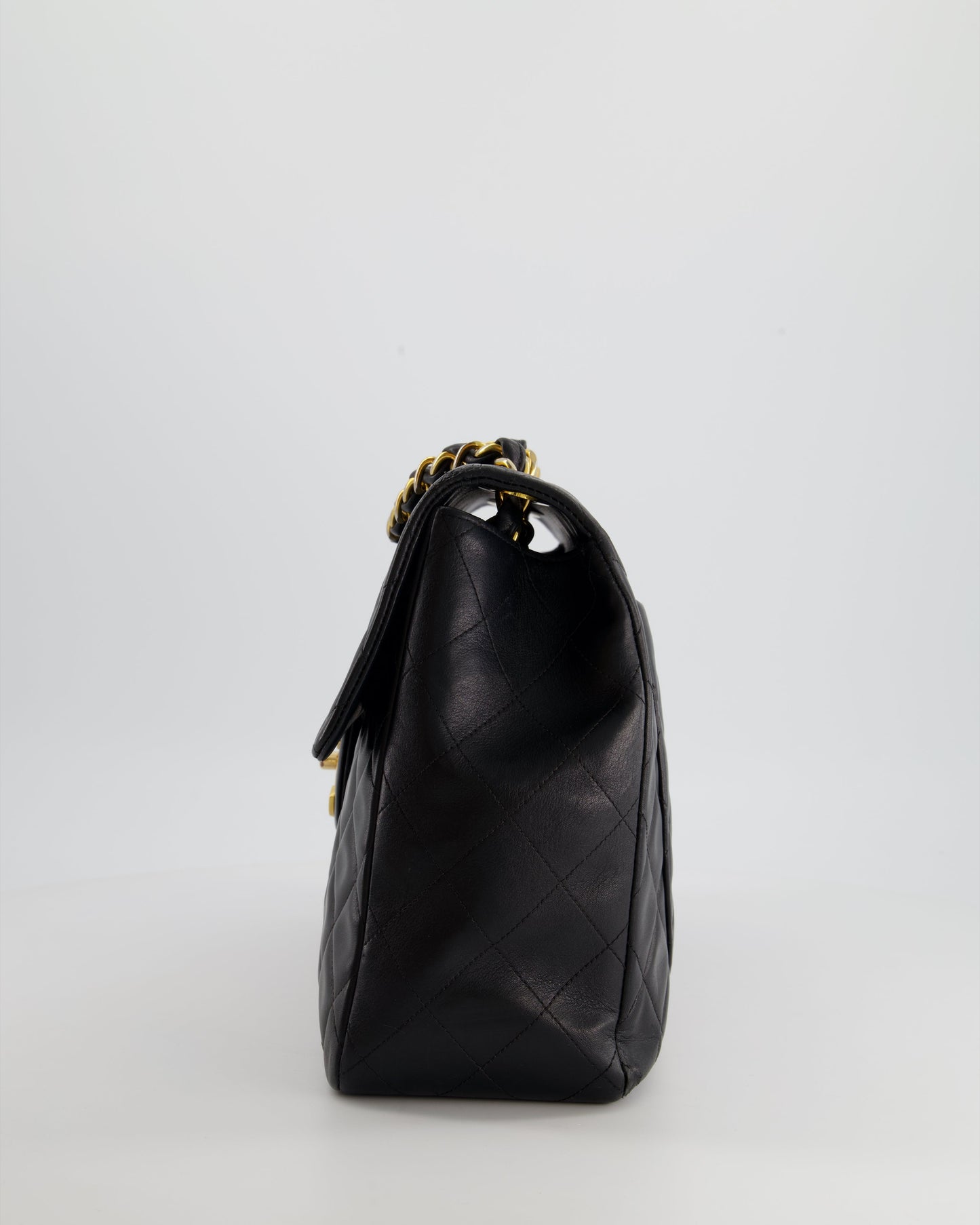 Chanel Navy   Maxi Mademoiselle Single Flap Bag in Lambskin with 24K Gold Hardware