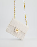 Chanel   White Mini Square Bag in Lambskin Leather with 24K Gold Hardware