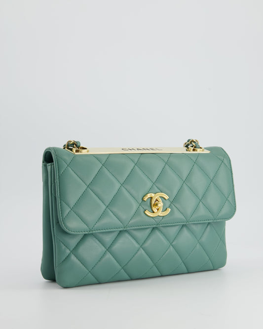 Chanel Teal Trendy CC Shoulder Bag in Lambskin Leather with Gold Hardware