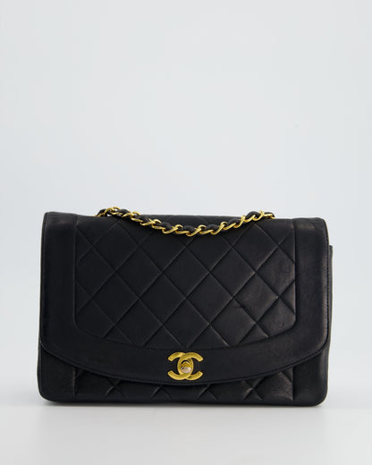 Chanel   Navy Diana Quilted Flap Bag in Lambskin Leather with 24K Gold Hardware