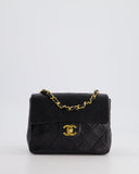 Chanel   Black Mini Square Bag in Lambskin Leather with 24k Gold Hardware