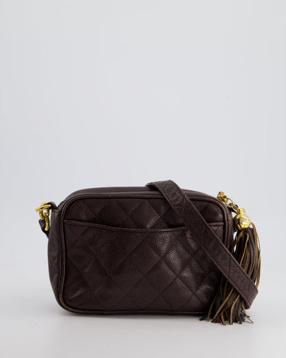 Chanel   Chocolate Brown Small Camera Bag in Caviar Leather with Gold Hardware