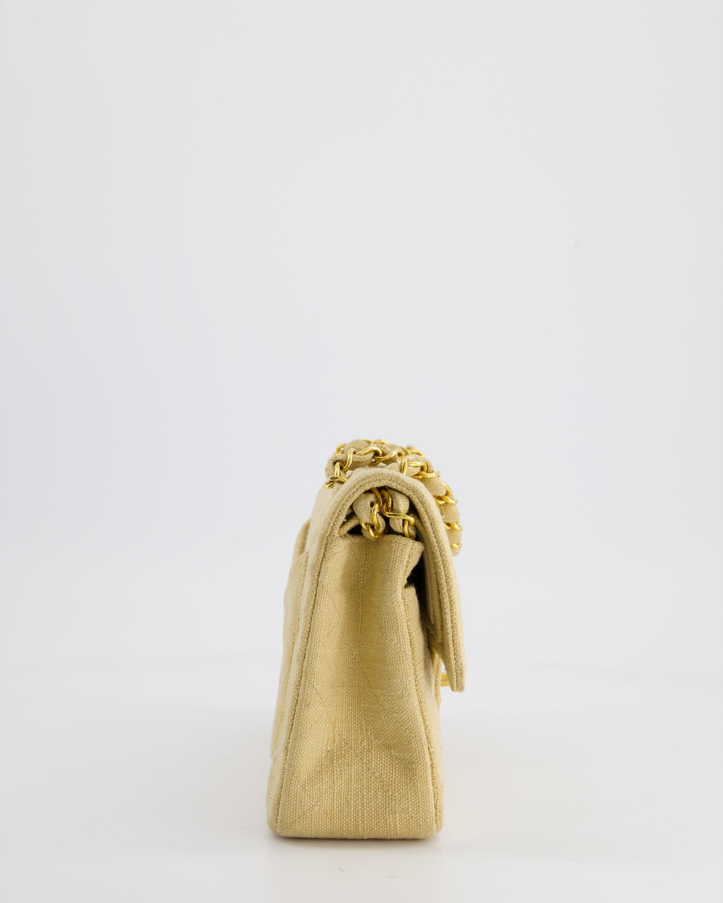 * Chanel Beige Small Fabric Double Flap Bag with 24K Gold Hardware