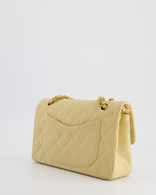 * Chanel Beige Small Fabric Double Flap Bag with 24K Gold Hardware