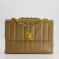 * Chanel Caramel Jumbo Mademoiselle Caviar Flap Bag with Vertical Stitch Detail & 24K Gold Hardware