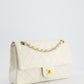 Chanel   White Stitched Edge Classic Double Flap Bag with 24K Gold Hardware