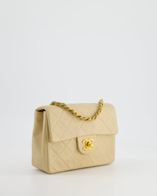* Chanel Chai   Mini Square Bag in Lambskin Leather with 24K Gold Hardware