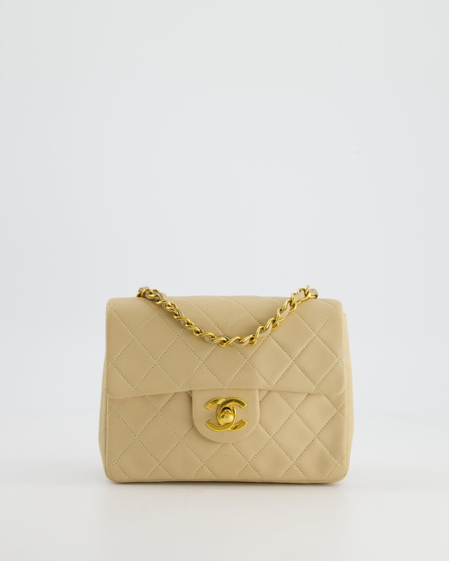 * Chanel Chai   Mini Square Bag in Lambskin Leather with 24K Gold Hardware